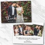 Calligraphy Heart Wedding Bride Groom 4 Photos Thank You Card<br><div class="desc">Modern Calligraphy Heart Script Wedding Bride and Groom 4 Photos Thank You Card</div>