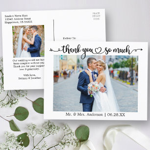 Calligraphy Heart Wedding Thank You So Much Photo Postcard