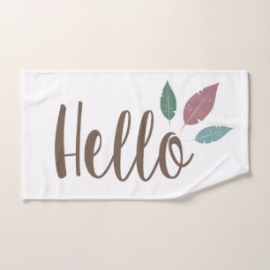 Calligraphy hello boho feathers hand towel