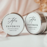 Calligraphy Her Favourite Wedding Treat Box Classic Round Sticker<br><div class="desc">Calligraphy Her Favourite Wedding Treat Box</div>