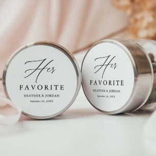 Calligraphy Her Favourite Wedding Treat Box Classic Round Sticker