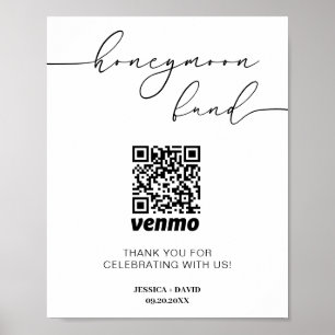 Calligraphy Honeymoon Fund QR Code Sign