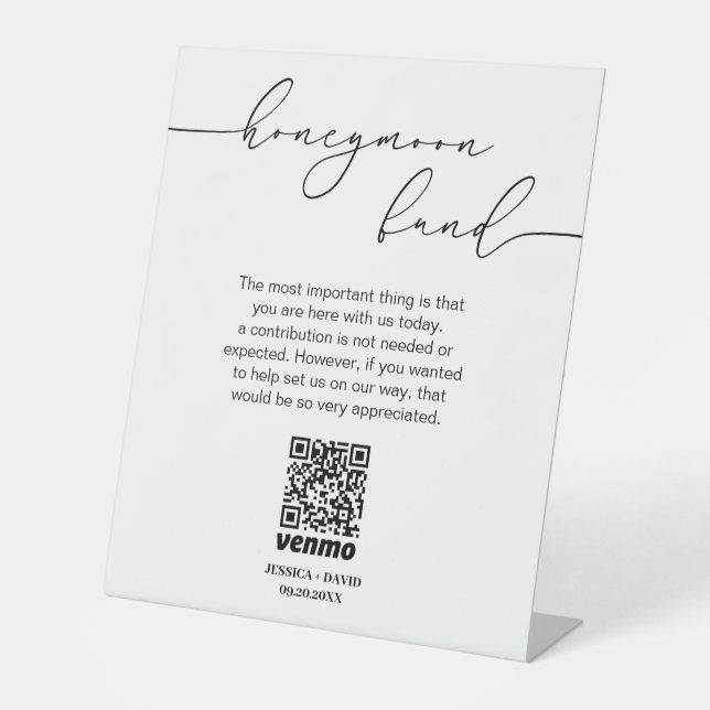 Calligraphy Honeymoon Fund QR Code Sign (Front)