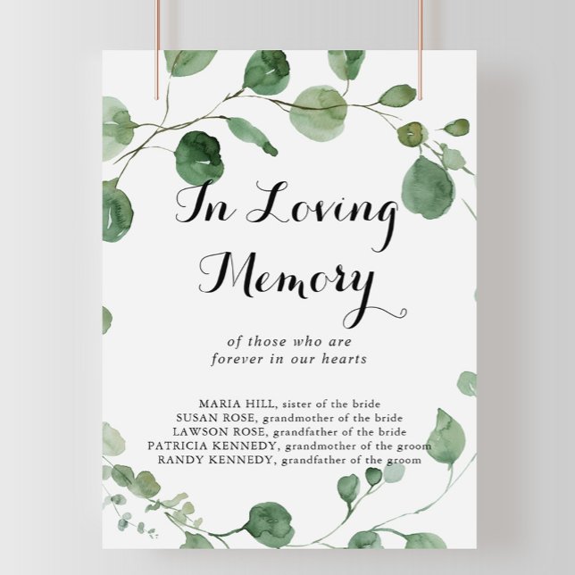 Calligraphy In Loving Memory Eucalyptus Sign (Creator Uploaded)