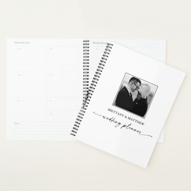 Calligraphy Ink Black White Photo Wedding Planner (Display)