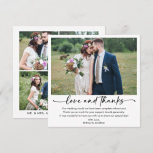 Calligraphy Ink Pen Script 5 Photo Wedding Square Thank You Card