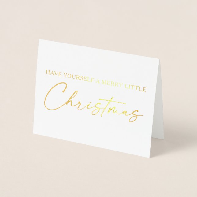 Calligraphy Ink Pen Script Christmas Gold Foil Foil Card (Front)