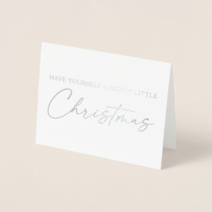 Calligraphy Ink Pen Script Christmas Silver Foil Foil Card