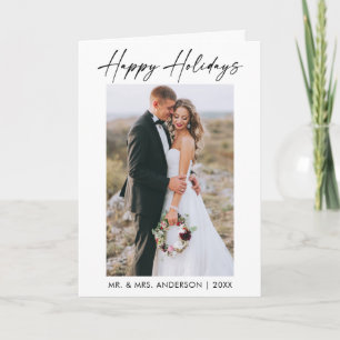 Calligraphy Ink Script Photo Folded Wedding Holiday Card