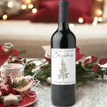 Calligraphy Ink Script Watercolor Christmas Tree Wine Label<br><div class="desc">Modern Elegant Calligraphy Ink Pen Script Minimalist Watercolor Christmas Tree Wine Bottle Label - Have Yourself A Merry Little Christmas</div>