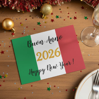 Calligraphy Italian Flag 2026 Holiday Card