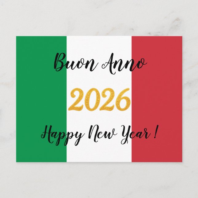 Calligraphy Italian Flag 2026 Postcard (Front)