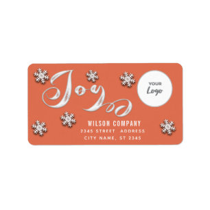 Calligraphy Joy snowfakes corporate logo Holiday Label