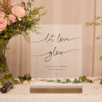 Calligraphy Let Love Glow Wedding Glow Stick Wood