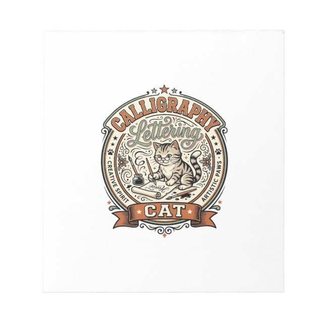 Calligraphy Lettering Cat Calligraphy Lettering Ca Notepad (Front)