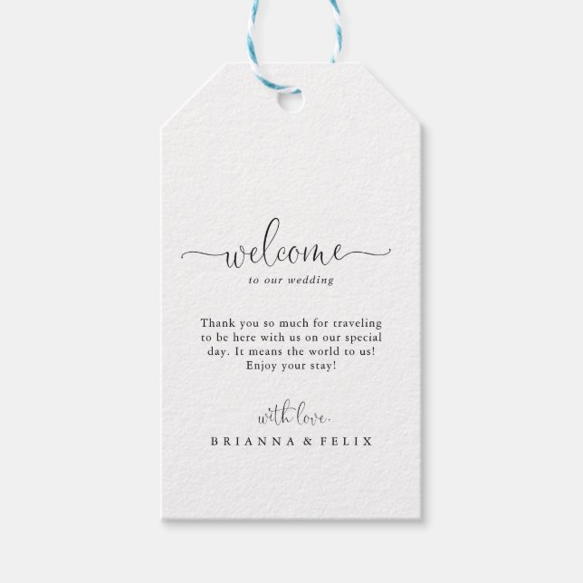 Calligraphy Love Fancy Script Wedding Welcome  Gift Tags (Front)