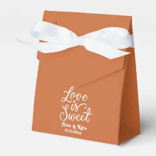 Calligraphy Love is Sweet in Burnt Orange Colour Favor Box