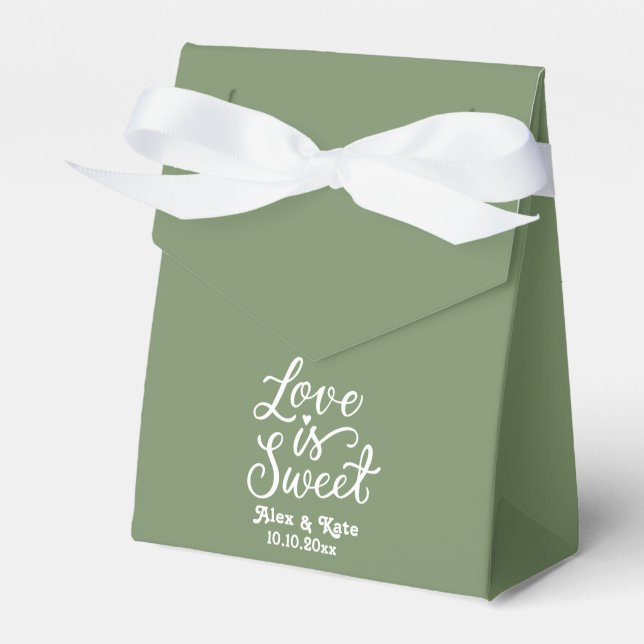 Calligraphy Love is Sweet in Fern Colour Favor Box (Front Side)