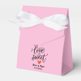 Calligraphy Love is Sweet in Light Pink Wedding Favor Box