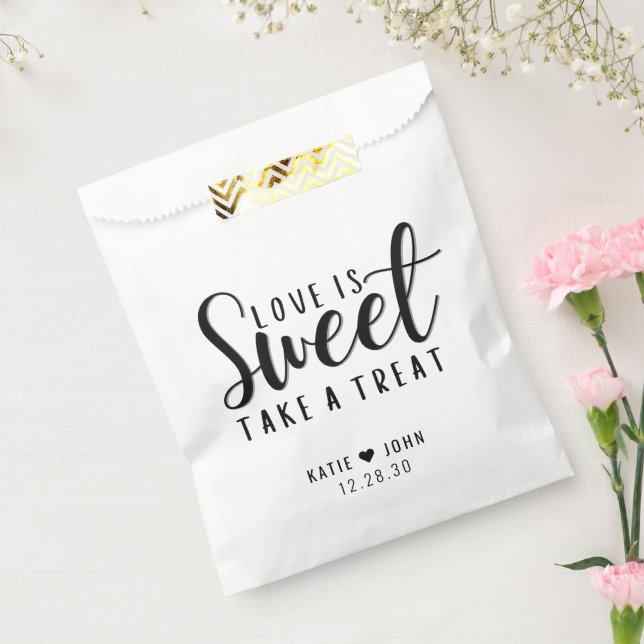 Calligraphy Love is Sweet Take a Treat Wedding Favour Bag (Sealed)