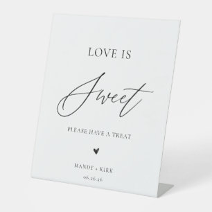 Calligraphy Love Is Sweet Wedding Dessert Table Pedestal Sign