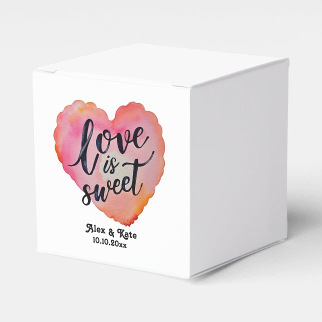 Calligraphy Love is Sweet Wedding Favor Box (Front Side)