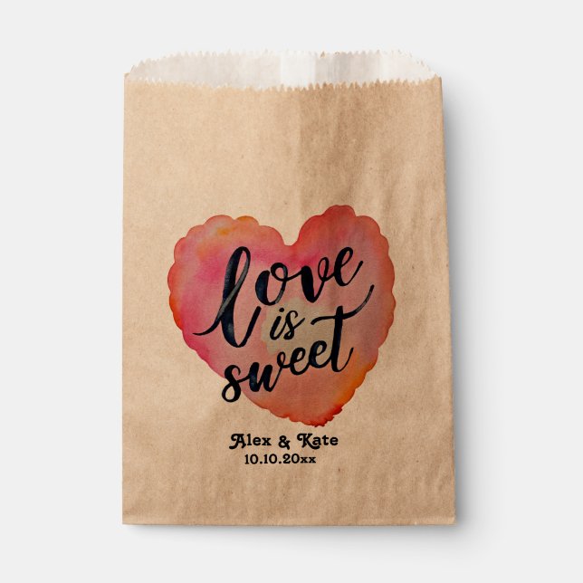 Calligraphy Love is Sweet Wedding Favour Bag (Front)