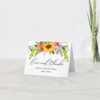 Calligraphy Love Thanks Sunflower Floral Note