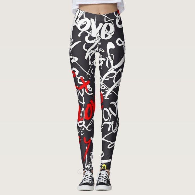 Calligraphy Love Yoga Leggings (Front)