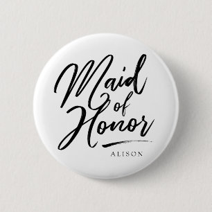 Calligraphy  Maid of Honor elegant 2 Inch Round Button