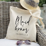 Calligraphy maid of honour chic wedding favour tote bag<br><div class="desc">Check out 400 popular styles of wedding tote bags from the "Wedding Tote Bags" collection of our shop! Click “Edit Design” will allow you to customize further. You can change the font size, font colour and more! wedding tote bags, tote bags wedding, floral tote bags, rustic floral, rustic tote bags,...</div>