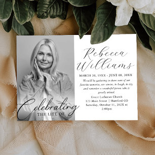 Calligraphy Minimal Celebration of Life Funeral Invitation