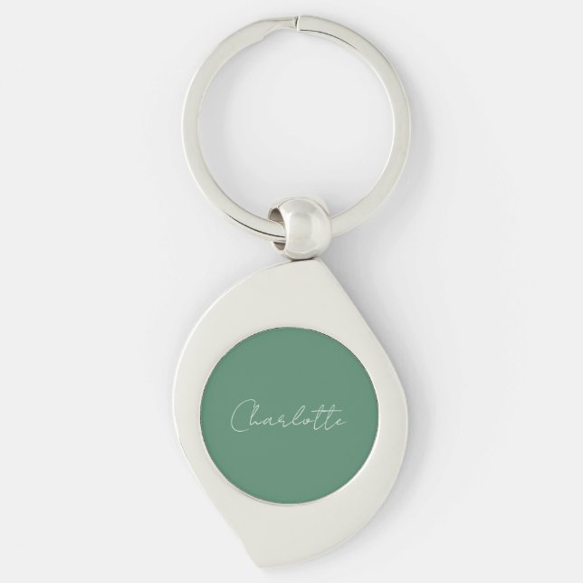 Calligraphy Minimalist Chic Custom Personal Edit Keychain (Front)