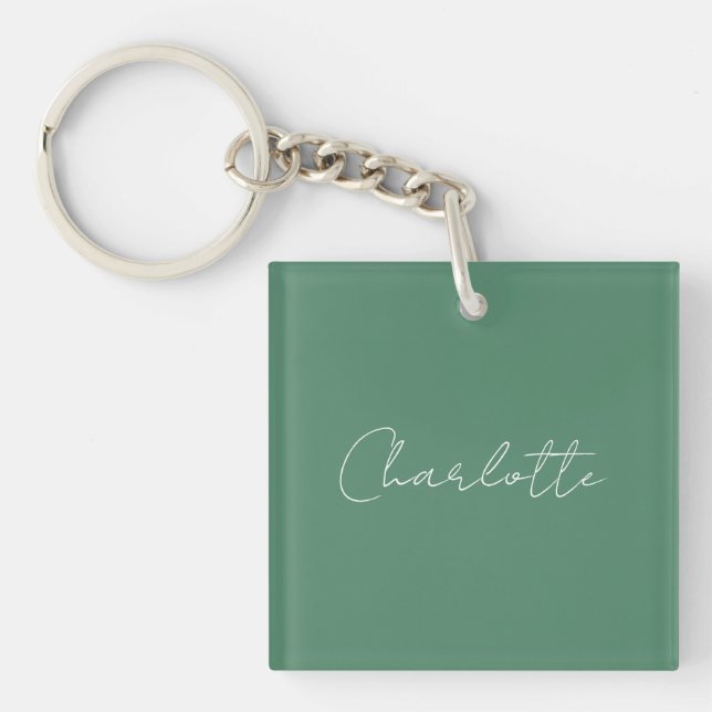 Calligraphy Minimalist Chic Custom Personal Edit Keychain (Front)