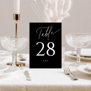 Calligraphy Minimalist Delicate Wedding Black Table Number