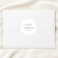 Calligraphy Minimalist Merry Christmas White
