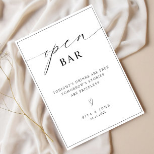 Calligraphy Minimalist Open Bar Wedding Sign