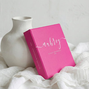 Calligraphy Minimalist Pink Girly Binder