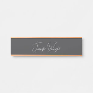 Calligraphy minimalist plain modern grey door sign