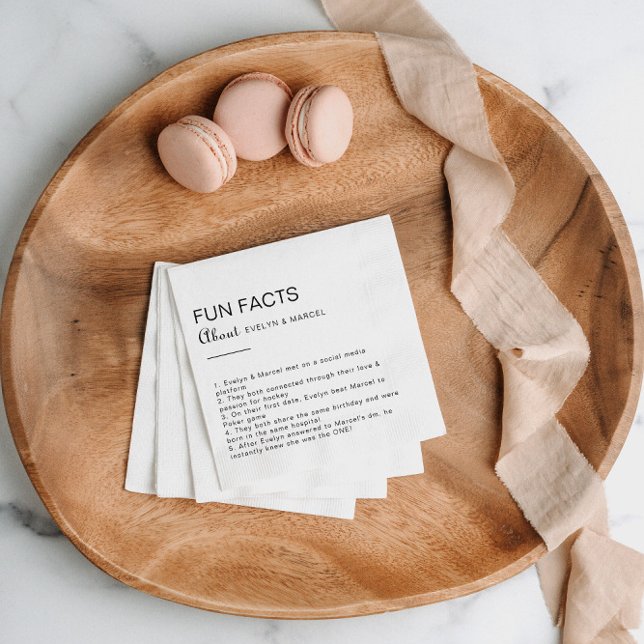 Calligraphy Minimalist Trivia Fun Facts Wedding  Napkin (Creator Uploaded)