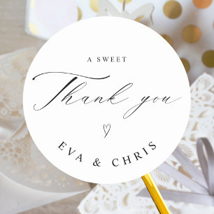 Calligraphy Minimalist Wedding Classic Round Sticker