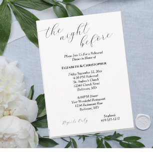 Calligraphy Minimalist Wedding Rehearsal Dinner Invitation