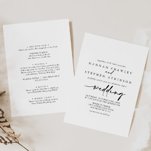 Calligraphy Modern Elegant Front & Back Wedding Invitation