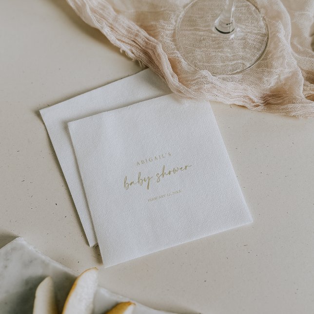 Calligraphy Modern Elegant Gold Baby Shower  Napkin (Creator Uploaded)