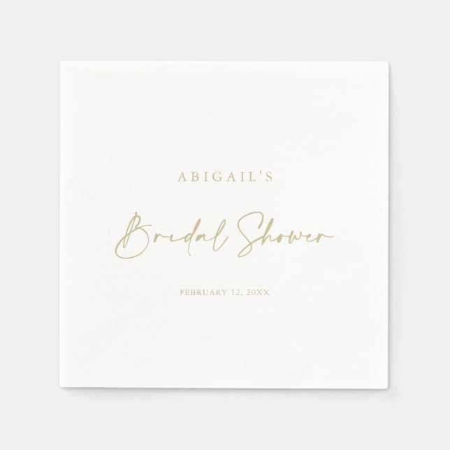Calligraphy Modern Elegant Gold Bridal Shower   Napkin (Front)