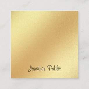 Calligraphy Modern Faux Gold Glitter Hand Script Square Business Card