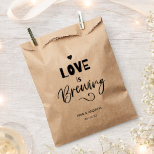 Calligraphy Modern Love is Brewing Wedding Favour Bag