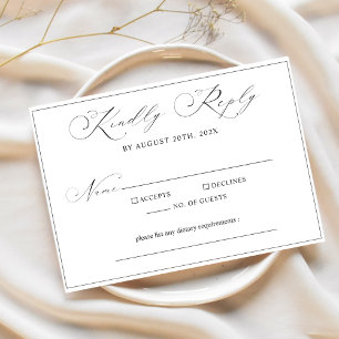 Calligraphy Modern Minimalist Script Wedding RSVP Card