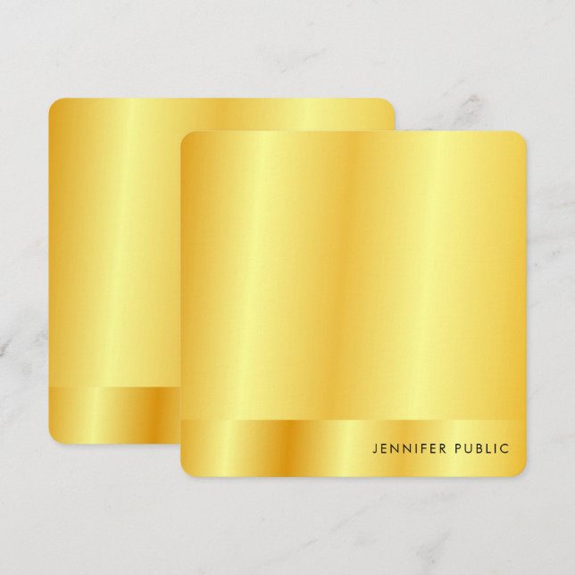 Calligraphy Monogram Faux Gold Metallic Look Card (Front/Back)