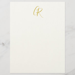 Calligraphy Monogram Gold Color Plain Modern Letterhead